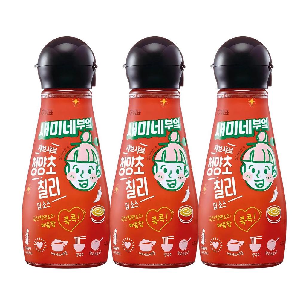 Sempio Semie's Kitchen Shabu Shabu Cheongyang Chili Dipping Sauce Spicy Sweet Table Condiment 285g x 3 Bottles