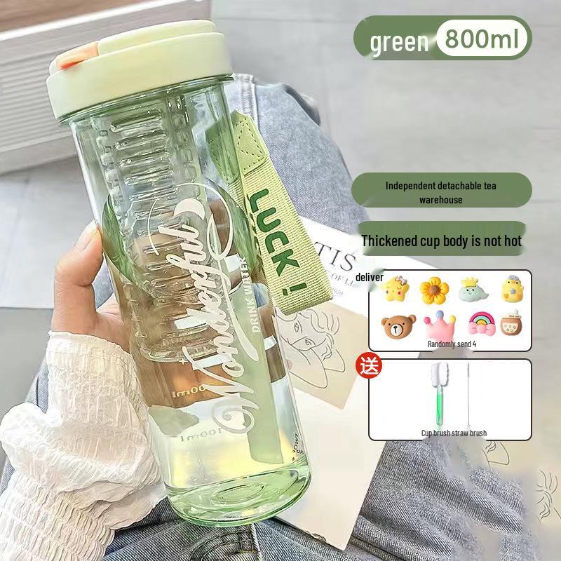 High-Value Portable Flower Tea Cup - Outdoor Plastic Mug with Water Separation and Straw