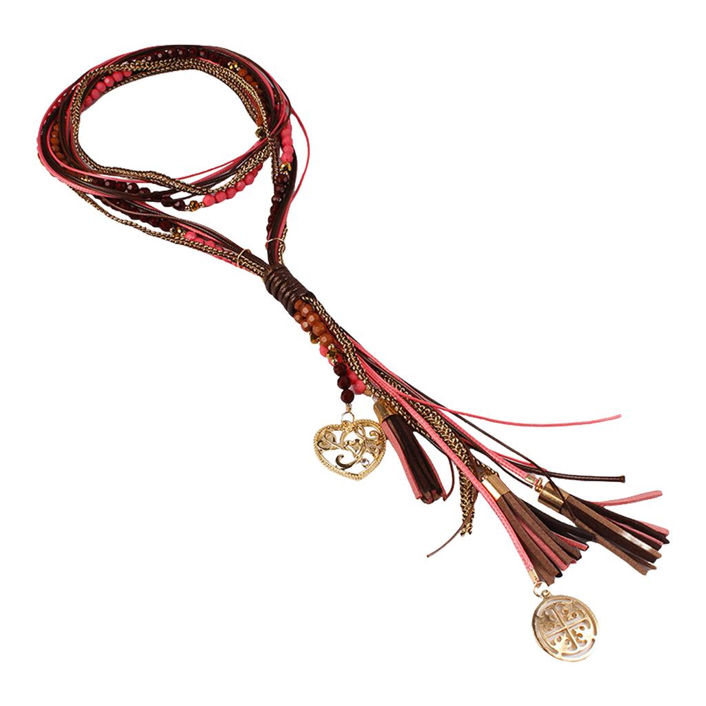 Многослойное ожерелье с длинными кисточками, женское ожерелье из бусин, ожерелье с мягкими кисточками для повседневного ношения