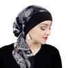 Women Satin Printed Turban Hat Stretch Wide-brimmed Nightcap Fashion Pre-tie Turban Wrap Head Cap Casual Durag Pirate Hat