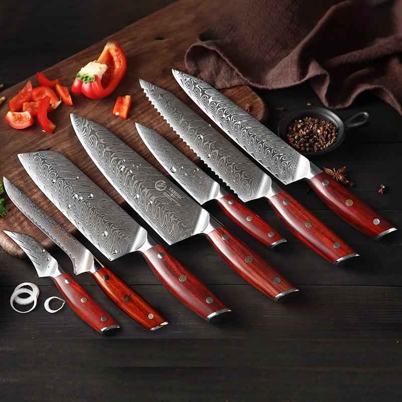 YARENH Профессиональный набор кухонных ножей, кованые 67 слоев, дамасская нержавеющая сталь, лучший кухонный нож для овощей, набор ножей шеф-повара