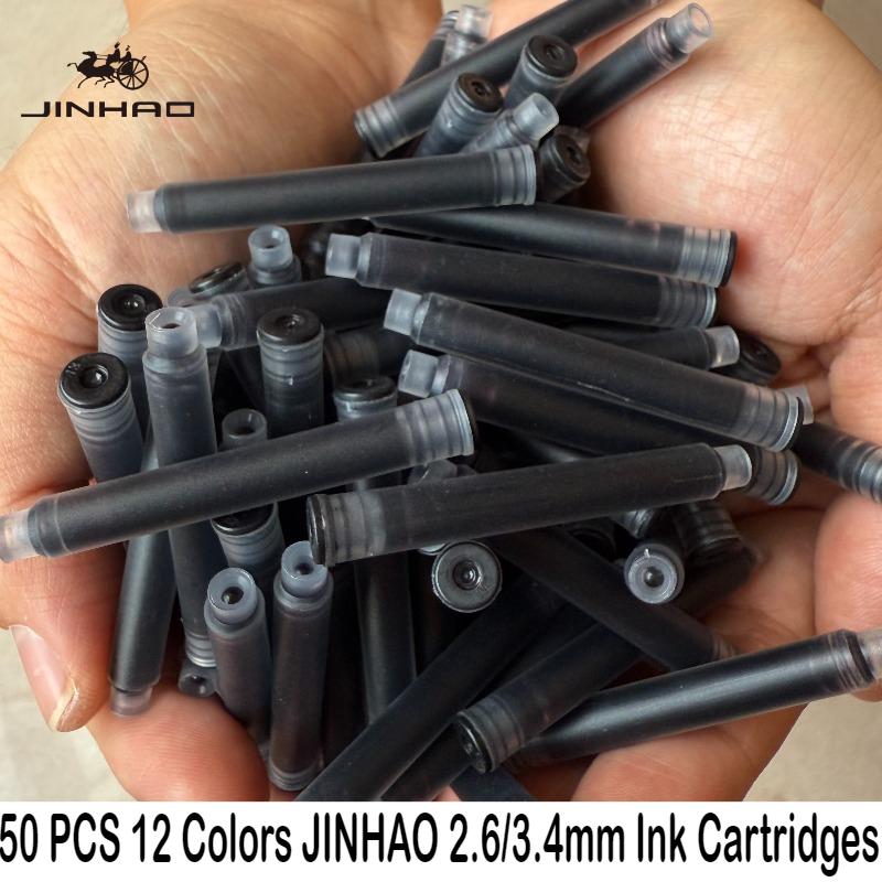 JINHAO 50/12 ШТ. 12 Цветов 2,6 мм/3,4 мм Картриджи для перьевых ручек Чернила Школьные Офисные Принадлежности Канцелярские товары Для Majohn Hongdian