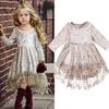Lovely Kids Littler Girls Princess Dresse Elegant Velvet Tassel Flower Bridesmaid Wedding Christmas Dress Baby Clothes