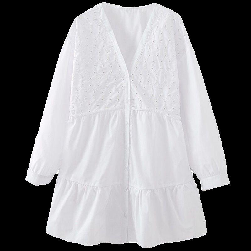 Fashion Style 2024 Spring New Women's Clothing All-Matching Hollow Embroider Poplin Short Dress 2298074 250