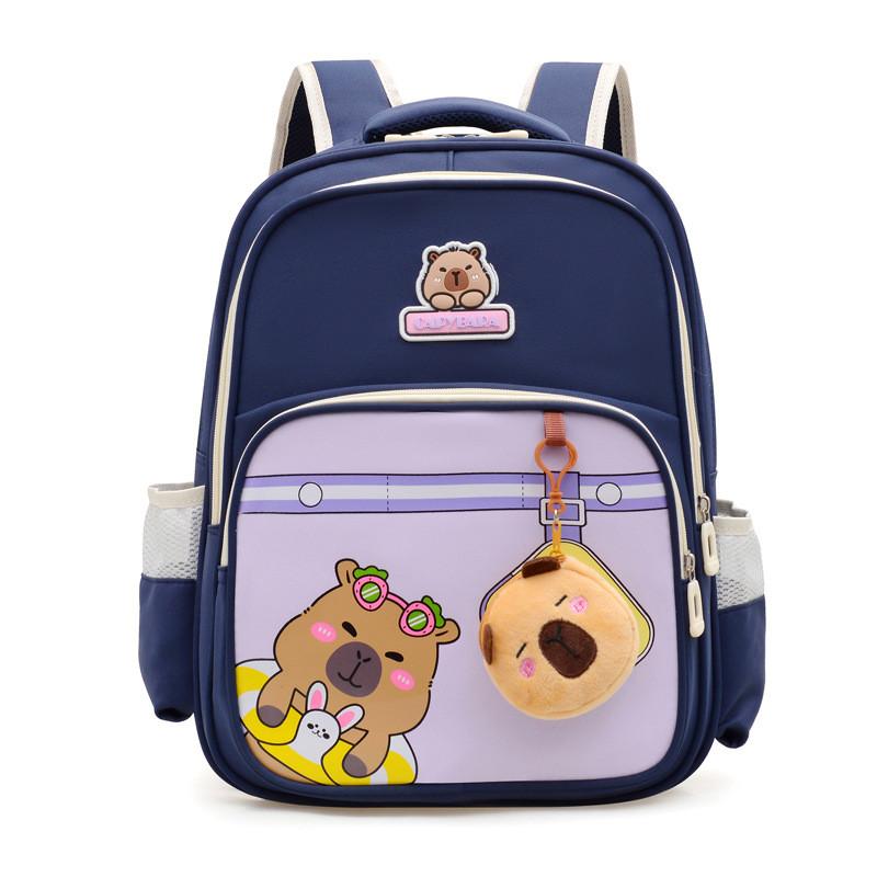 Kids Cartoon Capybara Backpack With Large Capacity And Padding For Elementary School Students