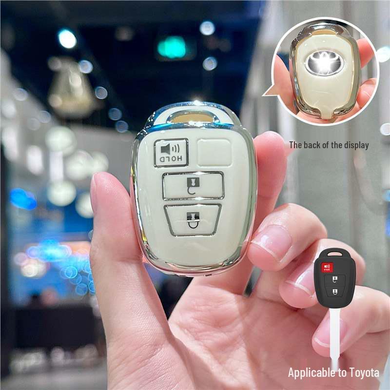 Silver Edge Key Case for Toyota Models: Corolla, RAV4, Camry, Vios, Highlander