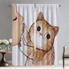 Cat Home Interior Curtains for Camera Shades Blackout Curtains 2 Pieces Tulle for Bedroom Halloween Decoration Partition Curtain
