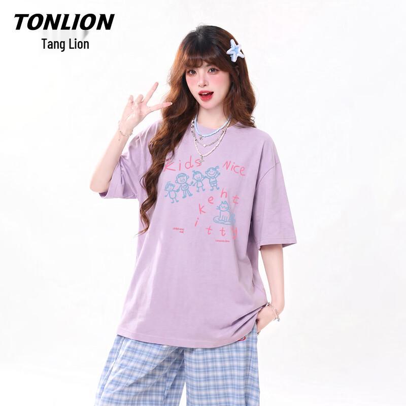 Женская футболка с коротким рукавом с мультяшным котом TonLion