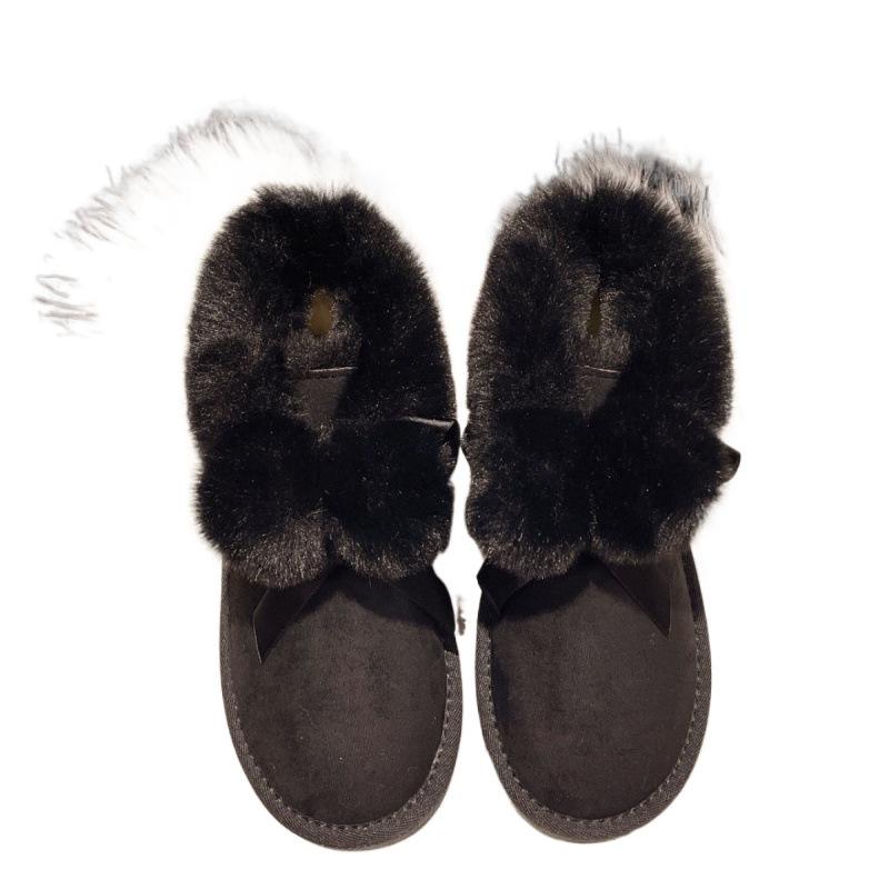 Женские зимние ботинки Huhu Milk 2024 года, новые милые утепленные флисовые ботинки для студентов, северо-восточная теплая хлопковая обувь