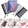 Stationery Makeup Handbags Transparent Grid Zipper Pencil Case Mesh Pen Bag Cosmetic Storage