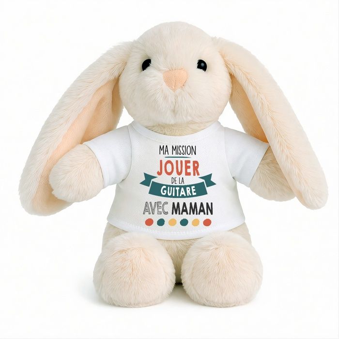 Planetee Peluche Lapin Bébé Doudou Ma Mission Guitare Avec Maman cadeau naissance nouveau né fille garçon baby shower