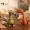 Decorative Figurines for Living Room Resin Farmhouse Cat Figurine, Creative Country Style Animal Statue, Rustic Unique Gifts Home Decoration