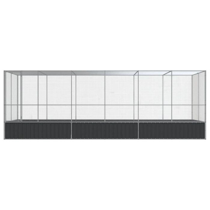 Aviary with Silver Extension 625x207x212 Cm Steel