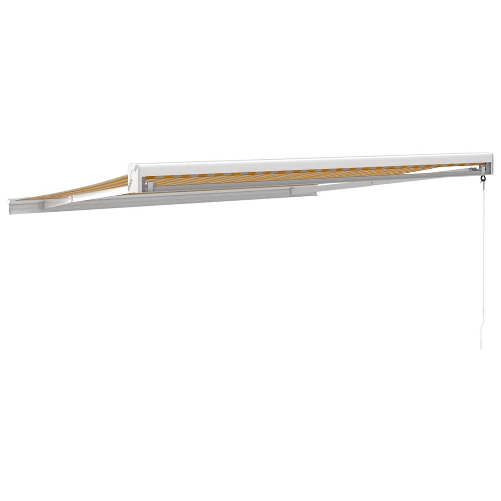 Retractable Awning Yellow and White 3x2.5 m Fabric and Aluminum