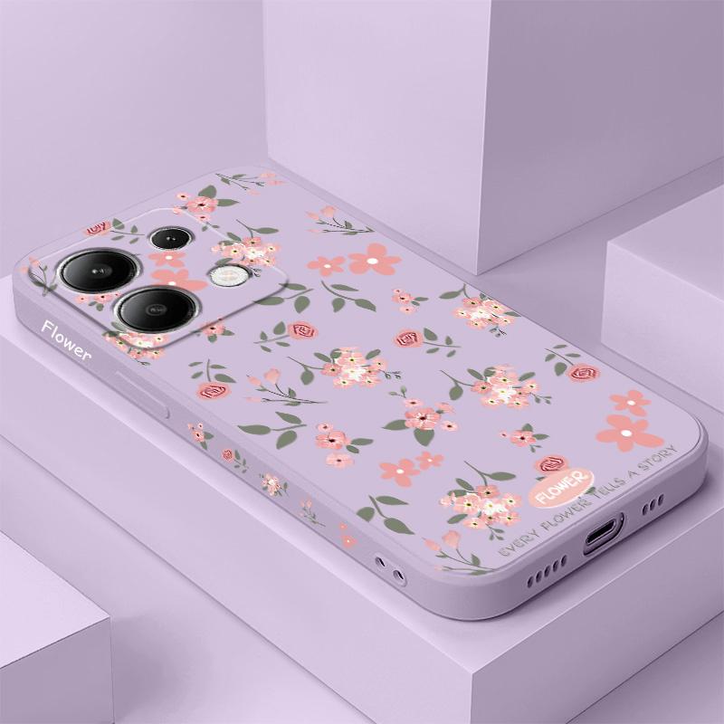 Чехол для телефона с цветочным ароматом для Xiaomi Redmi Note 14 13 12 12S 11 11S 10 10S 9 9S Pro Plus 4G 5G Жидкий силиконовый чехол