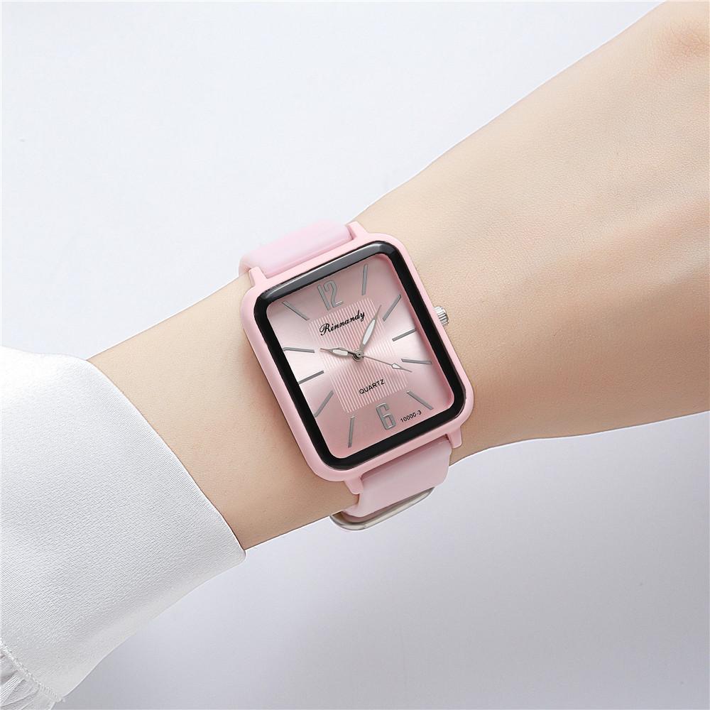 Fashion Silicone Women Watches Luxury Qualities Rectangle Quartz Wristwatches with Bracelet Simple Black White Female Wristwatch