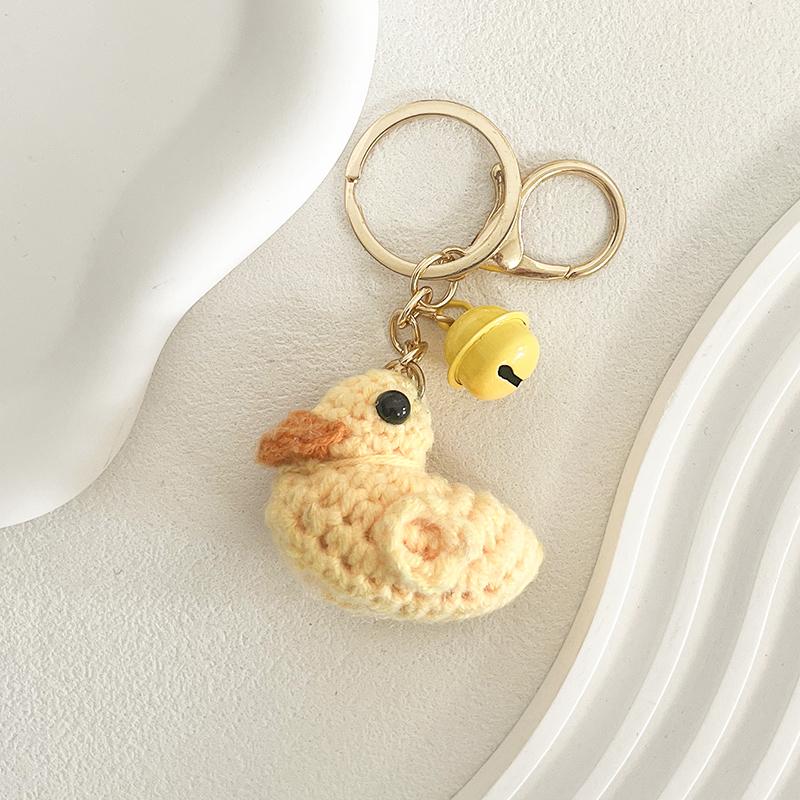 Creative Wool Handmade Woven Whale Little Yellow Duck Cute Cartoon Couple Pendant Car Decor for Girls Boy Gift Bag Charm
