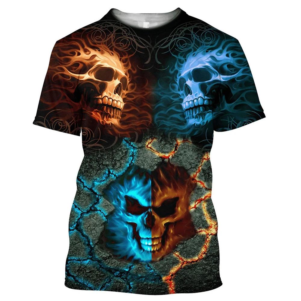 Мужские футболки с 3D принтом Reaper Skull Angel And Demon, летняя мода, рубашки с короткими рукавами в стиле Харадзюку, топы унисекс, футболки