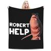 Funny Marcus The Worm VRchat Rorert Help Warm Soft Blanket Plush Throw Blanket Novelty Couch Flannel Bedspread Sofa Bed Cover