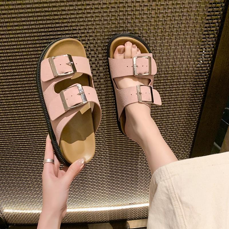 Мода 2025 Женские повседневные шлепанцы на плоской подошве, Женские повседневные простые шлепанцы с застежкой, Большой размер, Удобные нескользящие женские шлепанцы