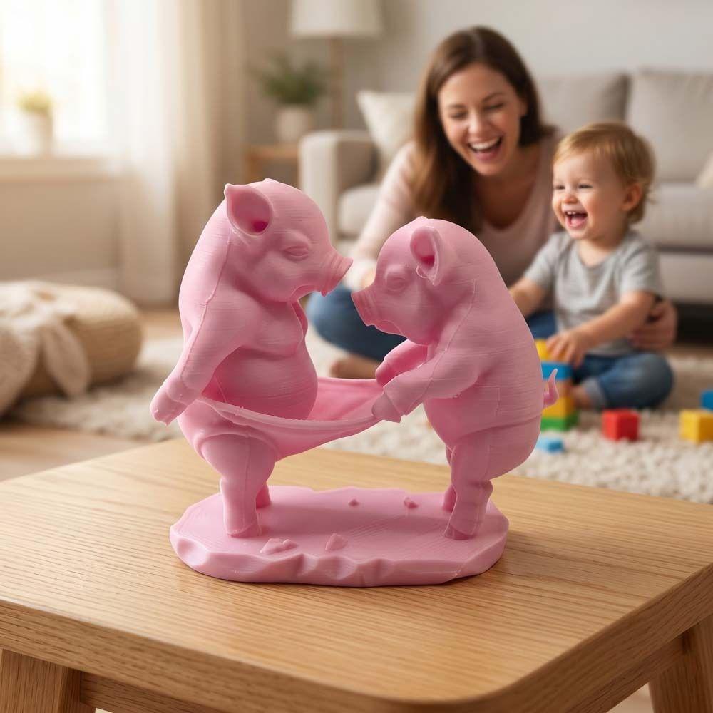 Animal Crafts 3D Printed Pig Toy Creative Animal Pig Model Cartoon Pig Figurine Home Decoration