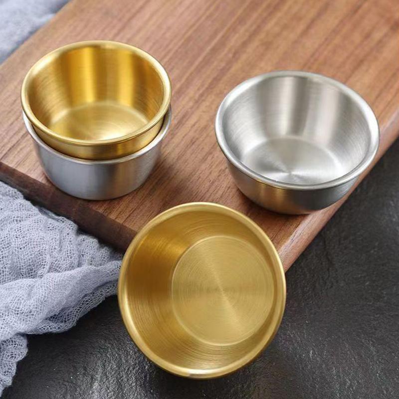 Небольшая тарелка для приправ из нержавеющей стали 304, кухонная чаша для соуса, миска для кетчупа, тарелки для закусок, суши, уксус, соевый соус, блюдце