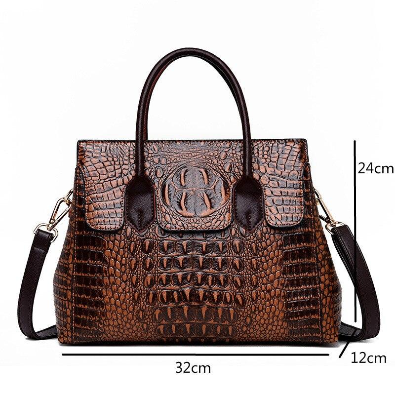 Johnature Модная женская сумка из кожи аллигатора, роскошная сумка большой емкости, мягкие кожаные сумки на ремне, женская повседневная сумка-тоут