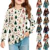 Christmas Day Girls' Long Sleeve Blouse - Round Neck Soft Waist Tunic