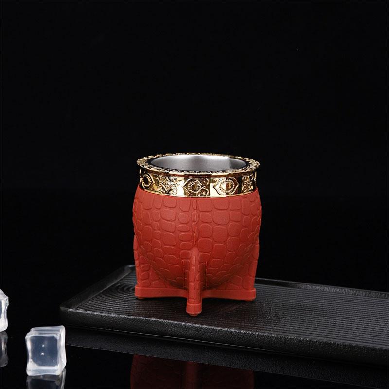 Набор для чая из матовой нержавеющей стали с двойными стенками, контейнер для кофе, кофейные чашки с плоским дном, текстурная чашка-яичная скорлупа, идеально подходит для чая