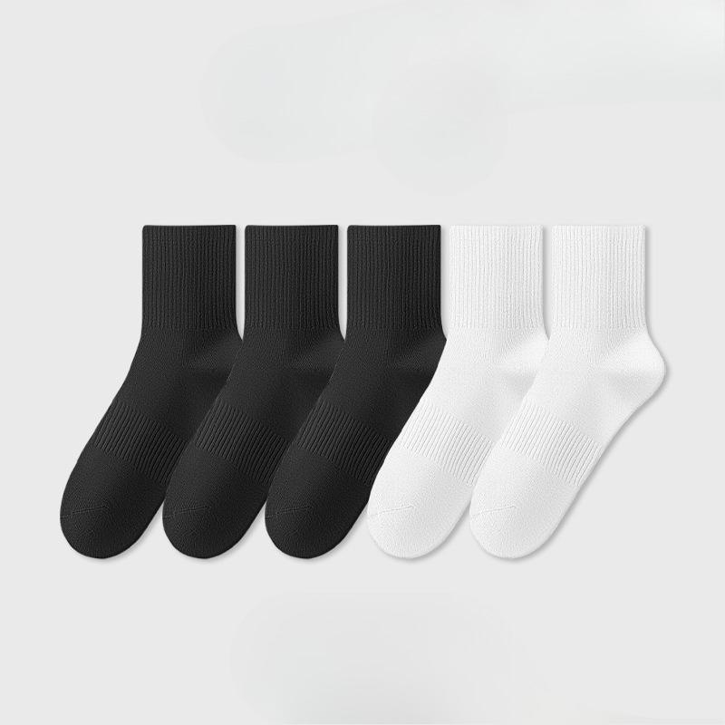5 Pairs of Male Spring and Autumn Pure Cotton Deodorant Breathable 10A Bacteriostatic Waist Non Slip Sports Tube Socks