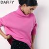 Women's Fashion Casual Fall Winter Solid Color Print Long Sleeve High Neck Sweaters
