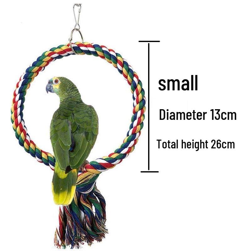 Parrot Cotton Rope Hanging Swing: Climbing & Biting Toy for Small and Medium Birds