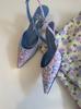 In The Balcony Faye Square Ribbon Stiletto Slingback Pumps 6Cm