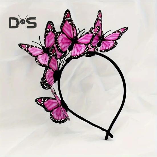 Женская повязка на голову с разноцветными бабочками, декор для свадебных волос, вечеринки, косплей, Хэллоуин, аксессуары для волос