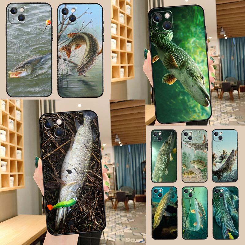 Pike Fish Fishing Bait Phone Case For iPhone 17 Pro Max 14 13 12 11 15 16 Pro Max mini 15 16 Plus 16e 17 Air Cover