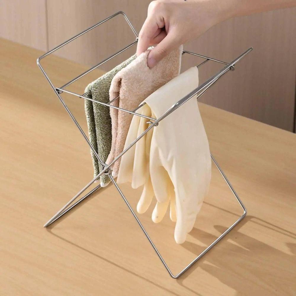 Stainless Steel Garbage Bag Bracket Compact Sink Towel Rack Sink Garbage Organizer Camping