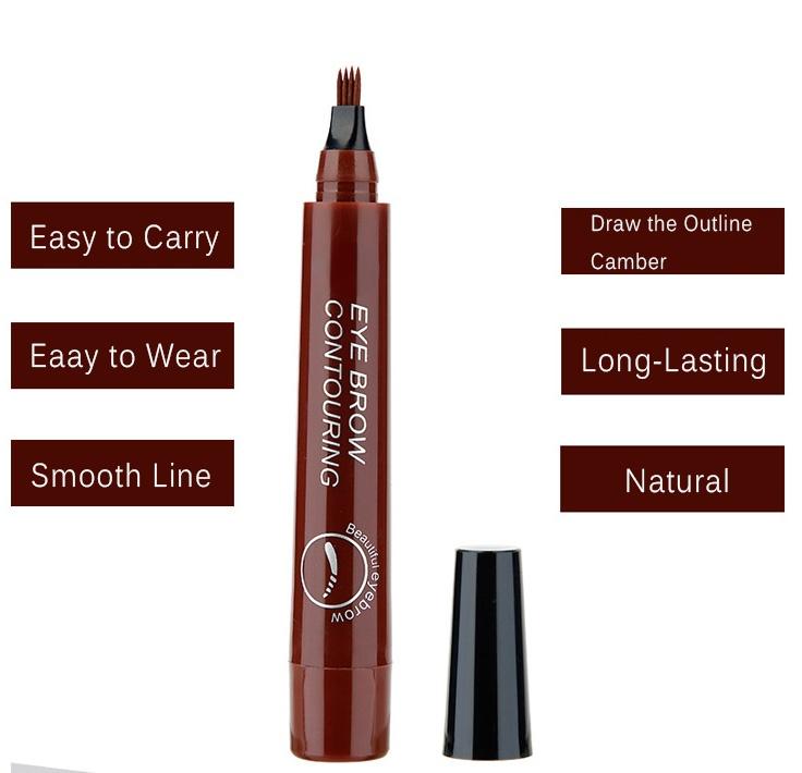 Tattoo Eyebrow 3D Liquid Ink Pen Waterproof 4 Fork Pencil Brow Eyes Makeup Female Cosmetics