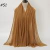 New Fashionable Women's Long Crinkled Cotton Linen Scarf with Tassel Edge - Solid Color Shawl