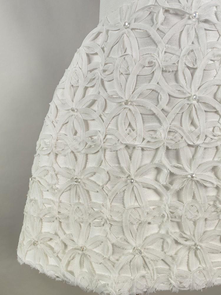 Spot 30070: High-End Vietnamese Designer White Tube Top with Small Waistcoat Dress.