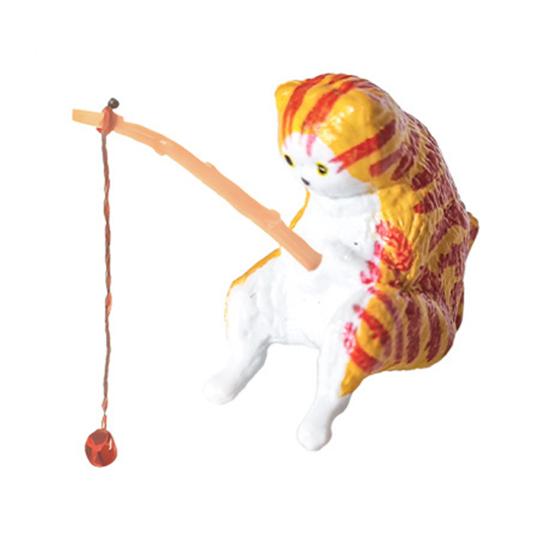 Cat Fishing Figurine Mini Resin Cute Cat Statue Miniature Fish Tank Landscaping Aquarium Decor for Fairy Garden Home Decor