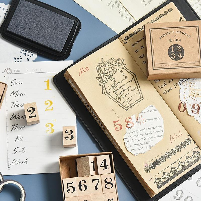 DIY Week Month Wooden Log Rubber Stamp Set