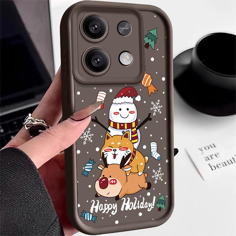 Чехол для телефона Merry Christmas Snowman Elk Print для Xiaomi 13T Pro 11T Poco F6 X6 Redmi Note 13 12 11 Pro 10, мягкий матовый противоударный защитный чехол из ТПУ