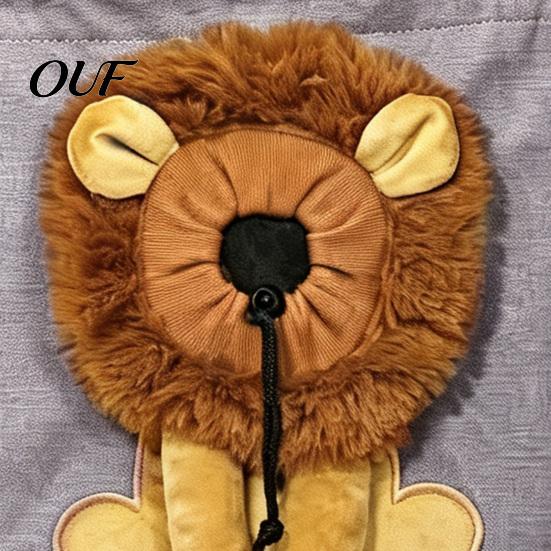 Breathable Cat Carrier Purse Canvas Purse, Plush Lion Pet Tote with Head Foldable Hole, Safety Buckle, Shoulder Bag for Carrying Cats Small