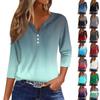 Women's T Shirt Tee  Print Button  3/4 Sleeve Knit Sweater Daily Weekend Fashion Basic V- Neck Regular Top