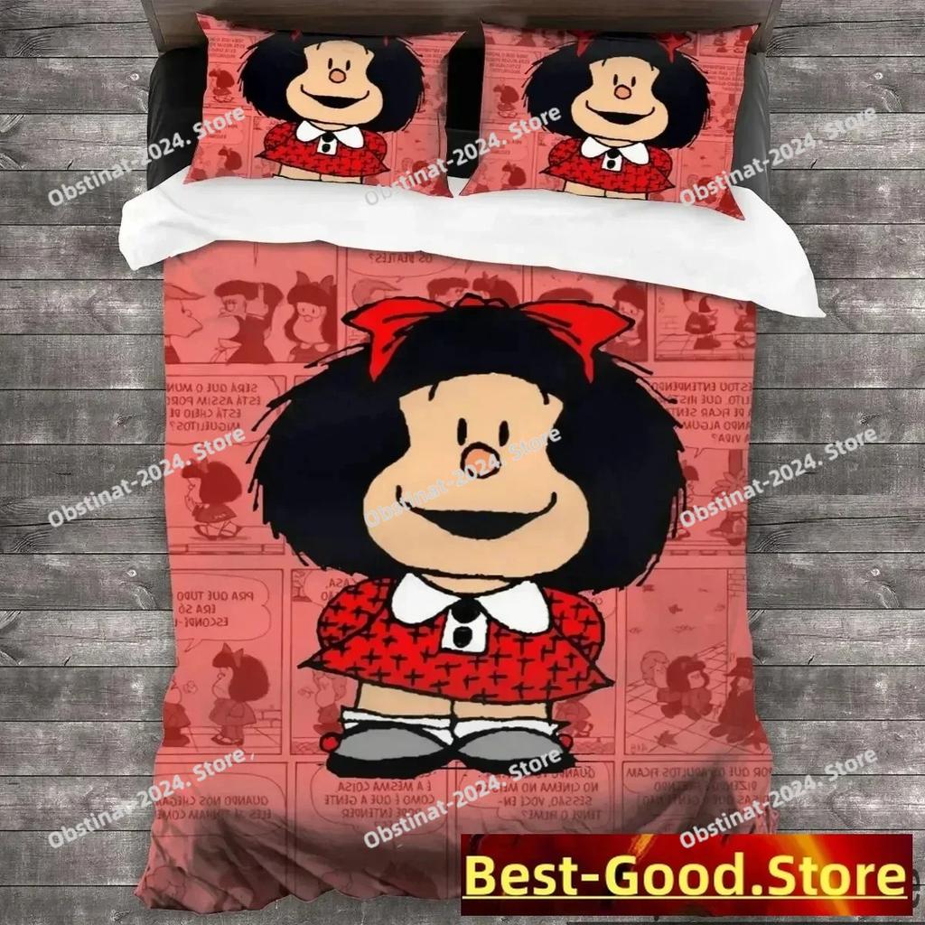 3D Mafalda Cartoon Comforter Bedding Set Printed Bed Set Duvet Cover Sheet Pillowcase Bed Soft Quilt Cover Full Queen King Size