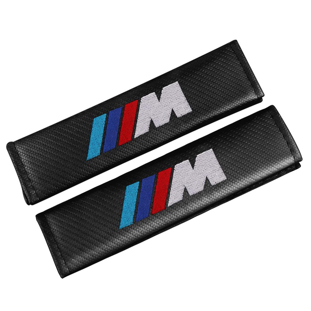 2PCS Carbon Fiber Car Seat Belt Cover Embroidery Shoulder Support Pad for Bmw M Performance F20 F30 G20 f31 F34 F10 G30 F11 F25