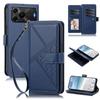 Embossed Secure Clasp 9-Card Slot Vegan Leather Phone Case with Wrist Strap