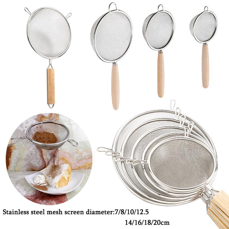 1Pce Stainlesss Steel Fine Mesh Strainer Set Versatile Long-Handle Sieves for Flour Tea Coffee Oil Filtering