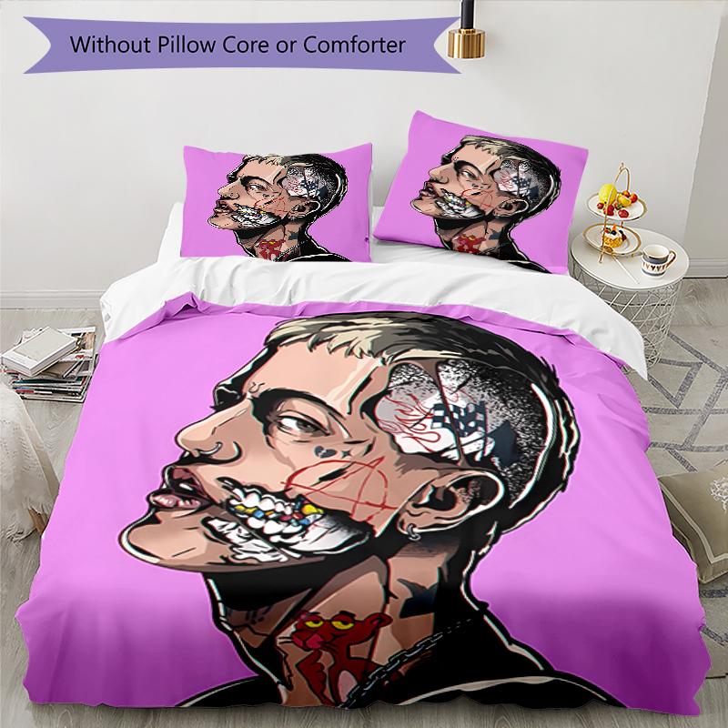 3pcs Lil Peep1 pattern bedding set duvet cover set includes duvet cover &pillowcases, perfect all season bedroom decoration & gift