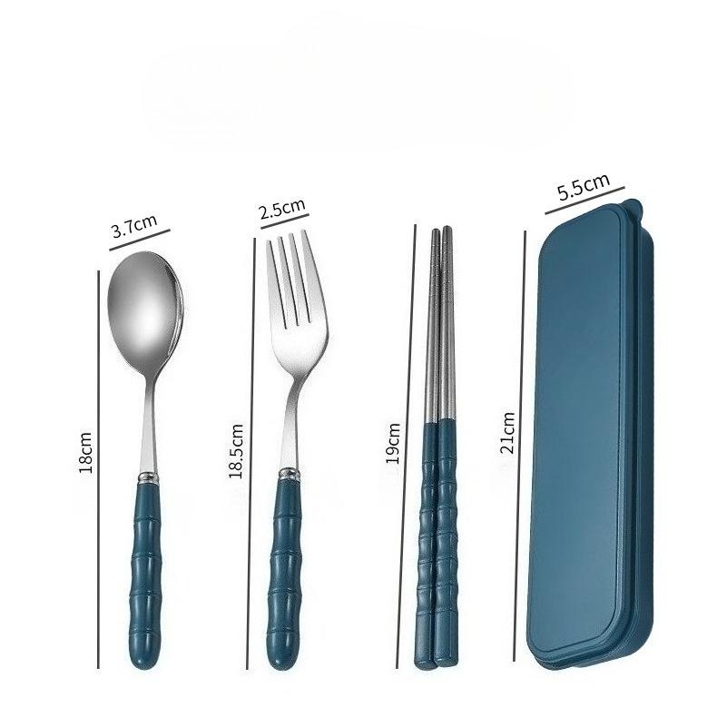 Stainless Steel Cutlery Set Spoon Fork Chopsticks Set with Box Case Travel Cutleries